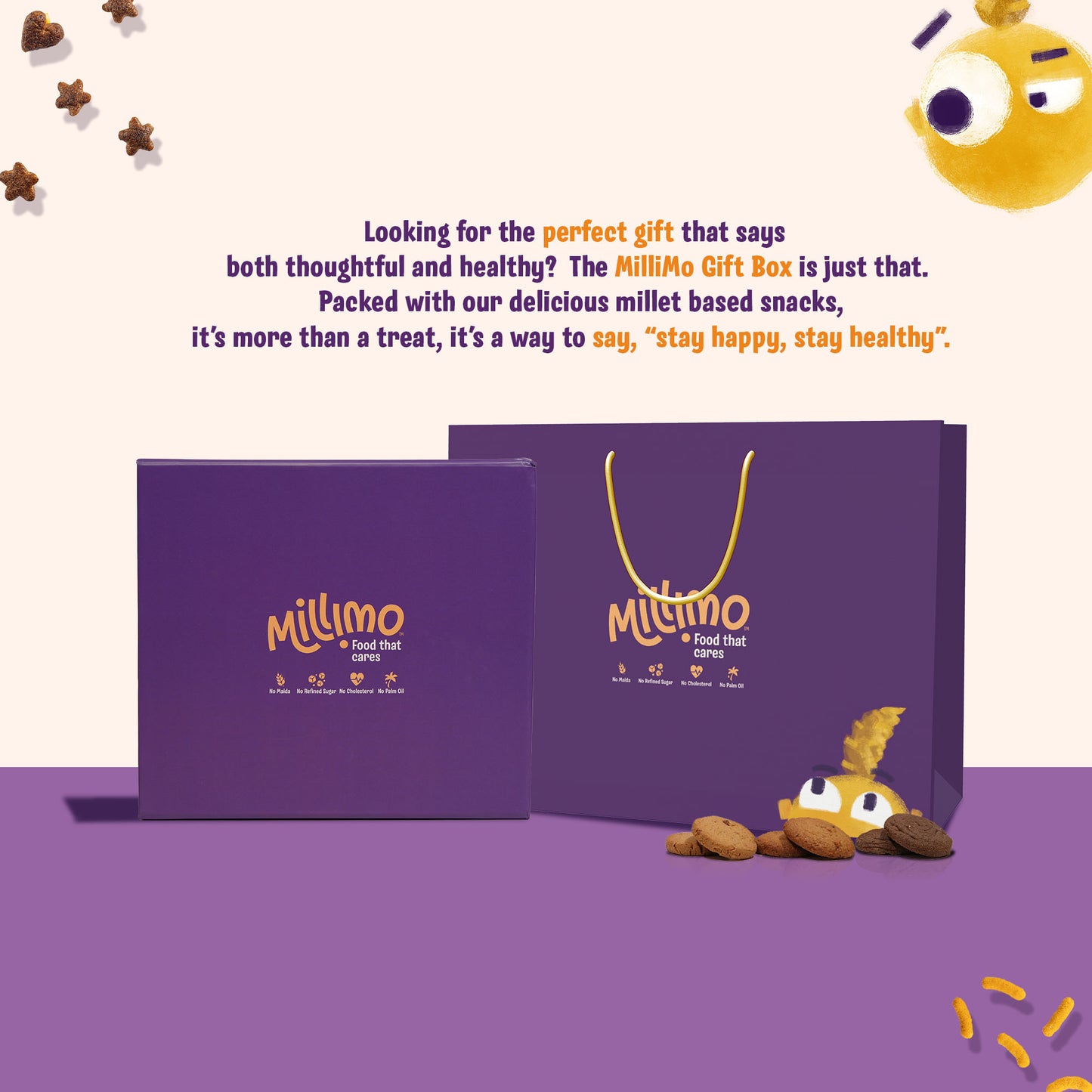 Millimo Millet Snacks Gift Box - Cookies x 2 & Puffs x1 (Pack of 3)