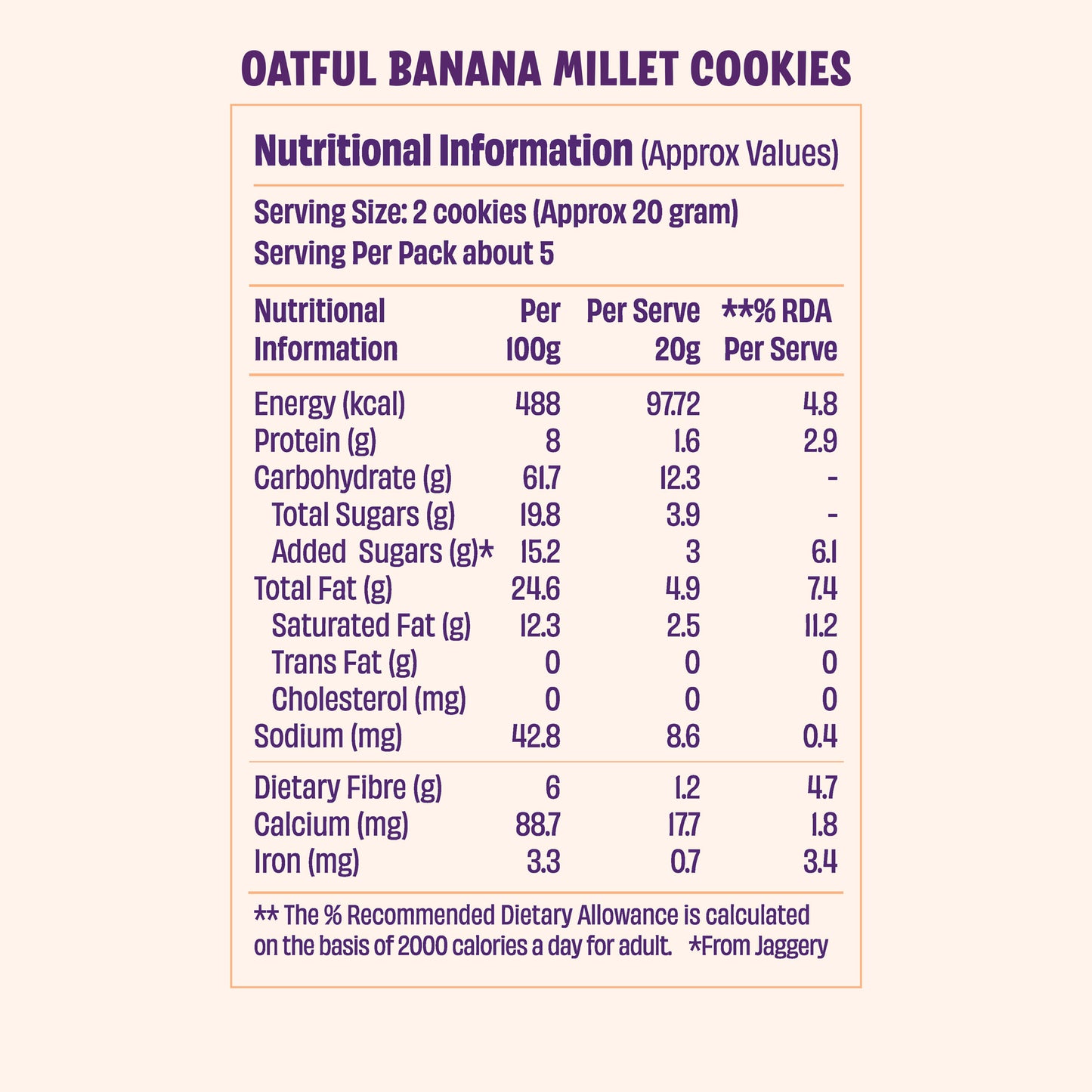 Oatful Banana Cookies (2 x 100g)