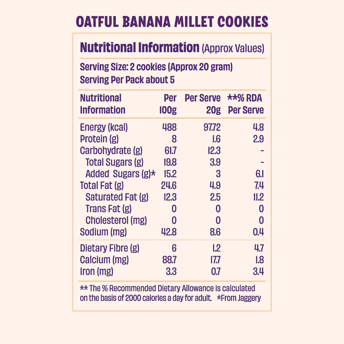 Oatful Banana Cookies (2 x 100g)