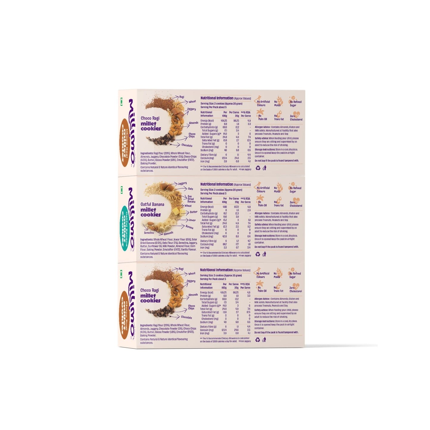 Choco Ragi x2 and Oatful Banana Cookies x1 (Pack of 3)