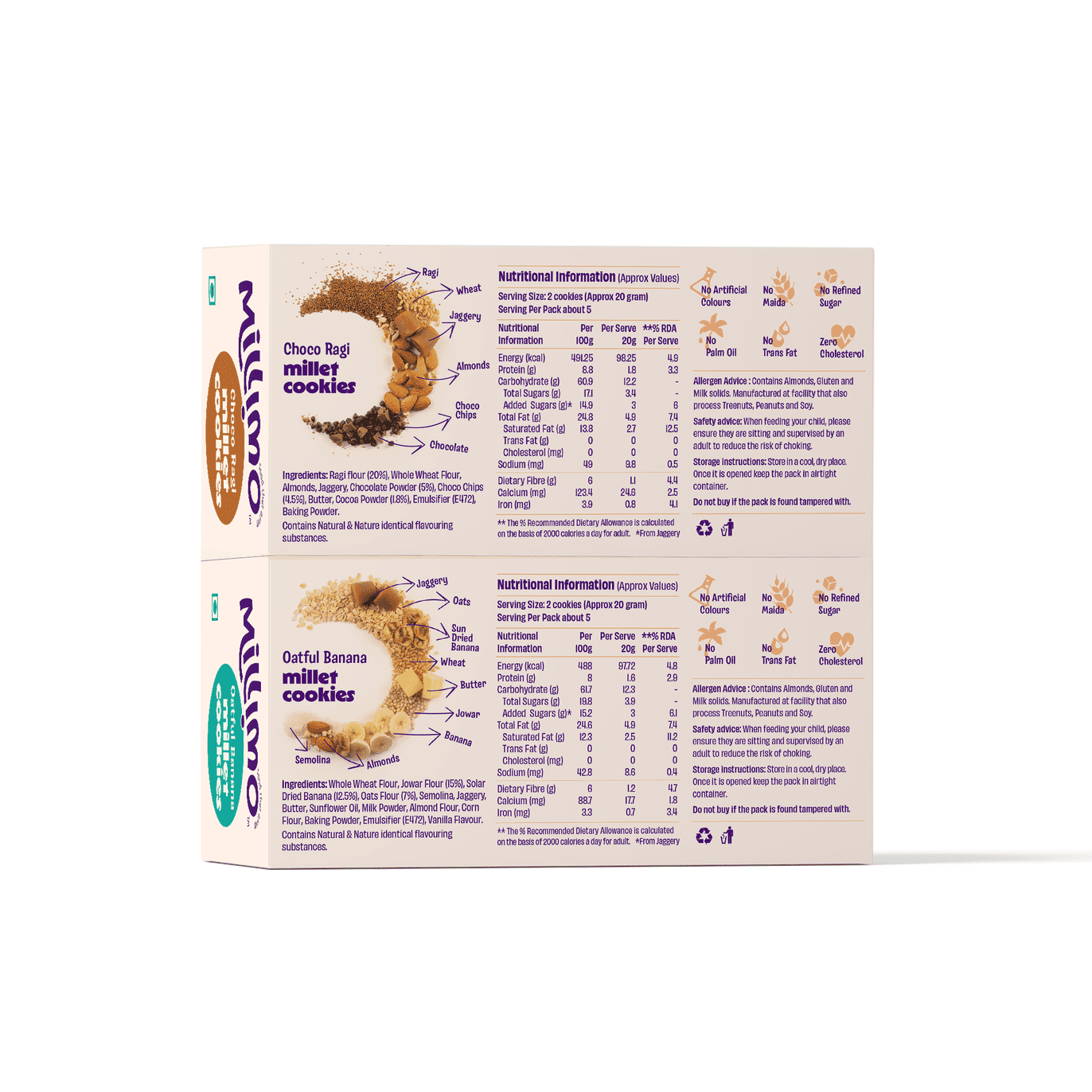 Choco Ragi and Oatful Banana Cookies (Pack of 2)