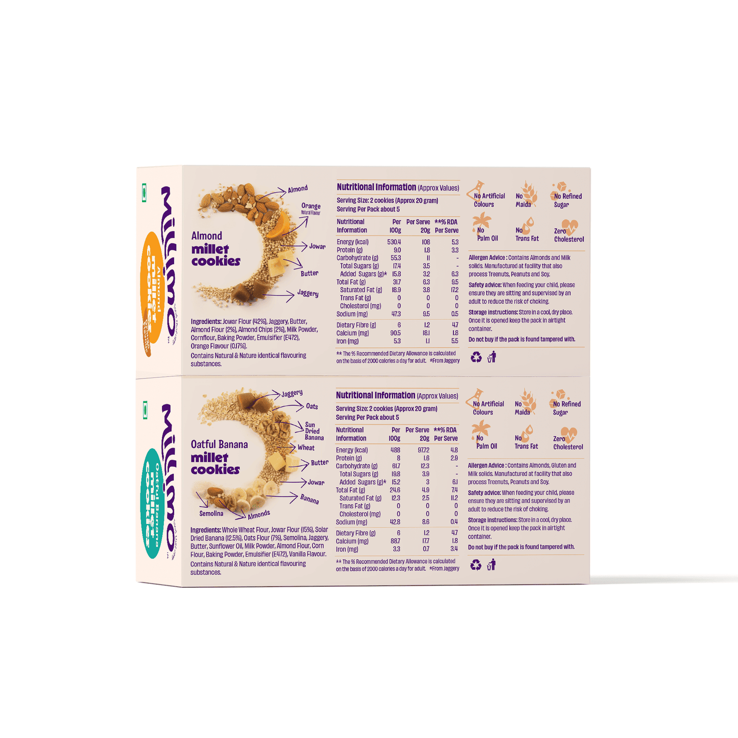 Jowar Almond & Oatful Banana Cookies (Pack of 2)