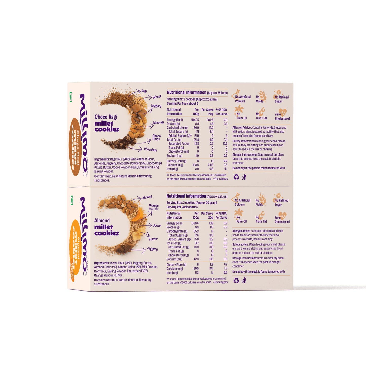 Choco Ragi and Jowar Almond Cookies (Pack of 2)