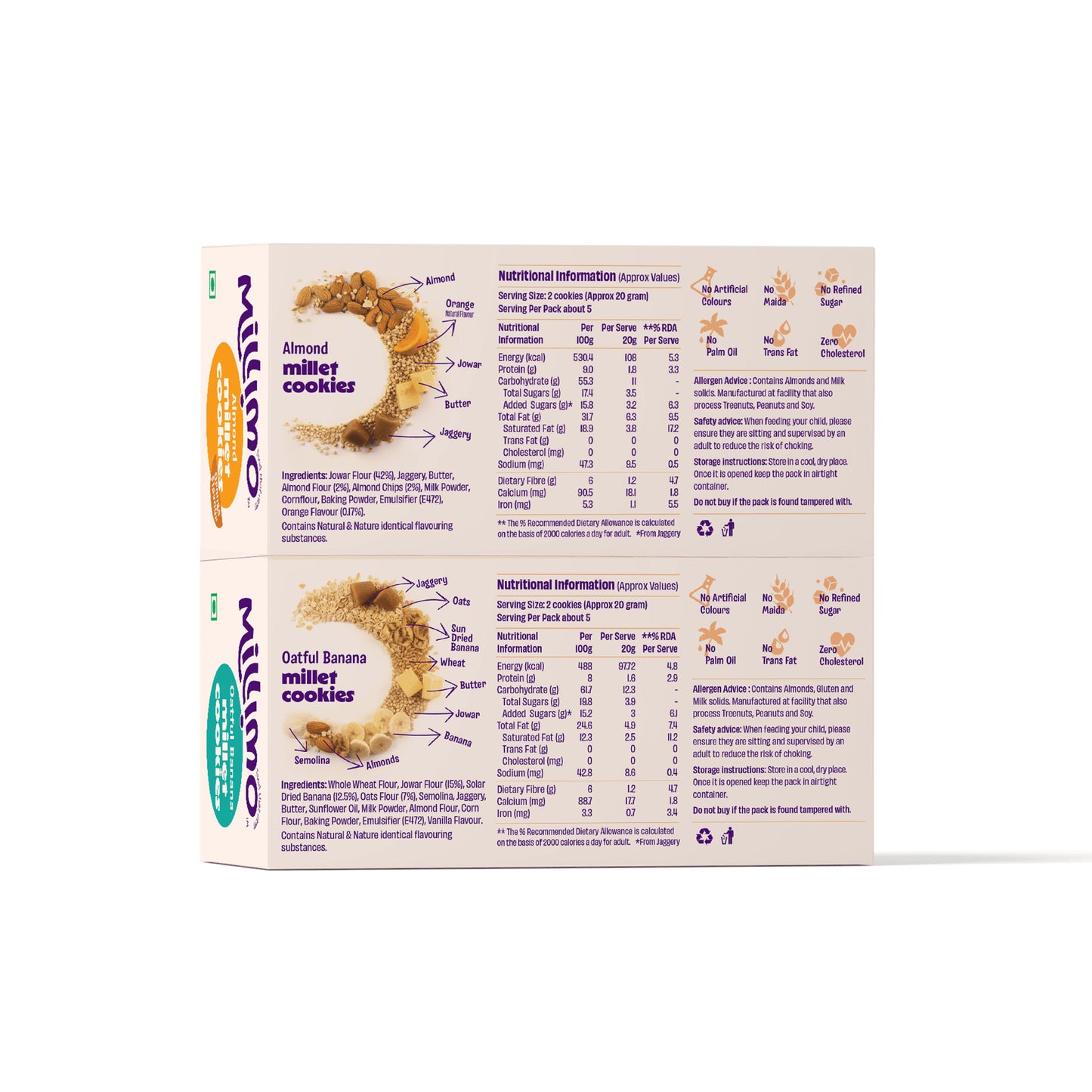 Jowar Almond & Oatful Banana Cookies (Pack of 2)