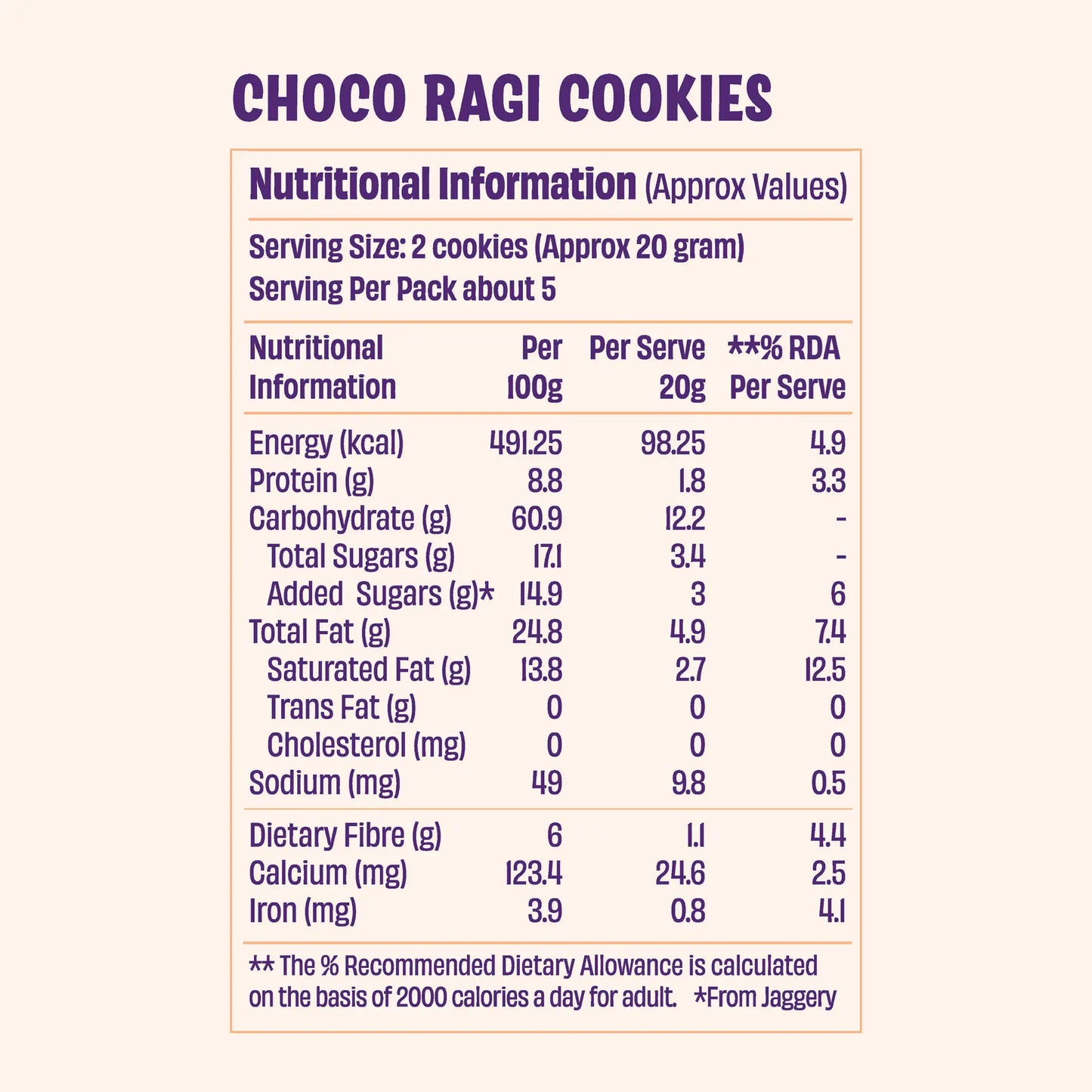 Choco Ragi Cookies (2 x 100g)