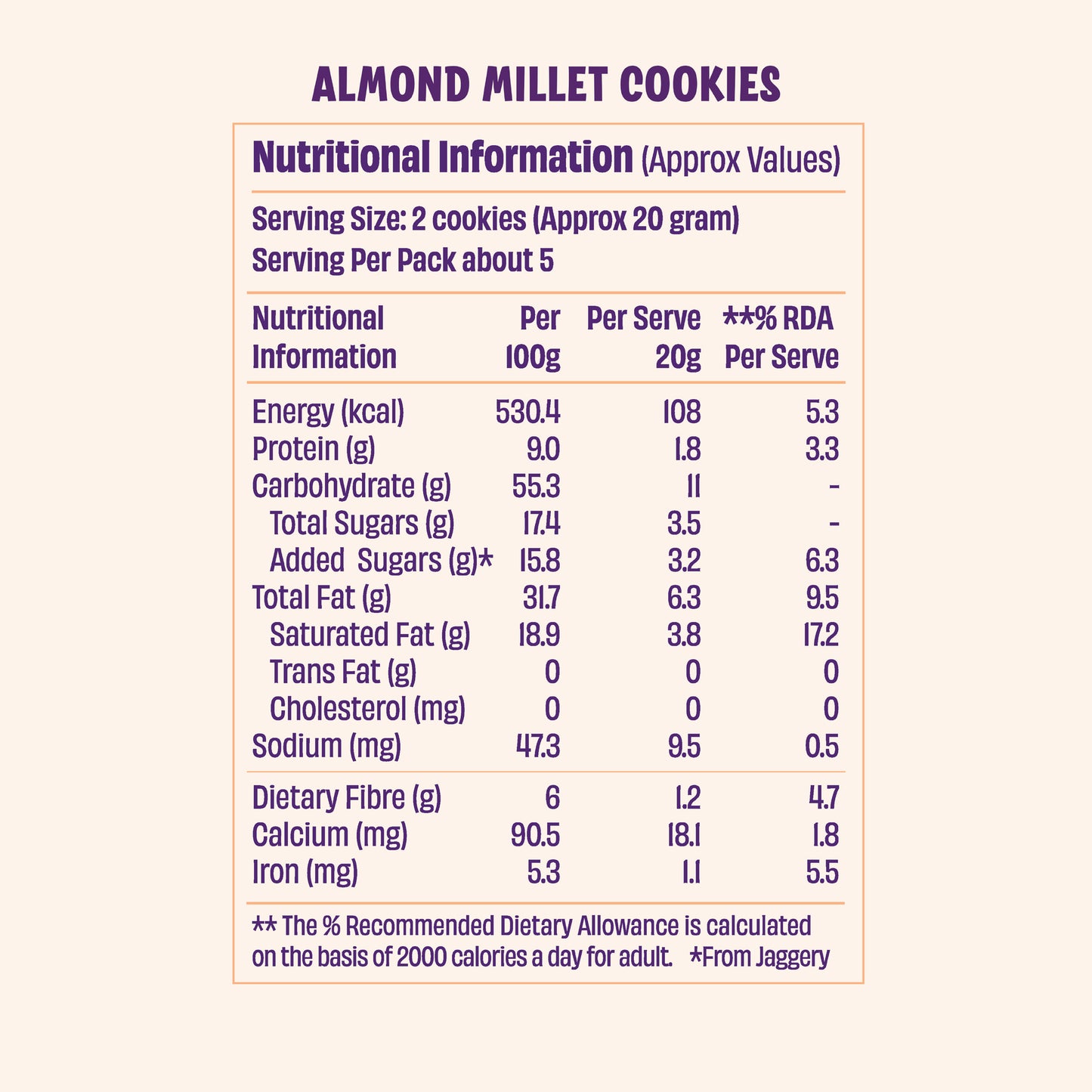 Jowar Almond Cookies (2 x 100g)
