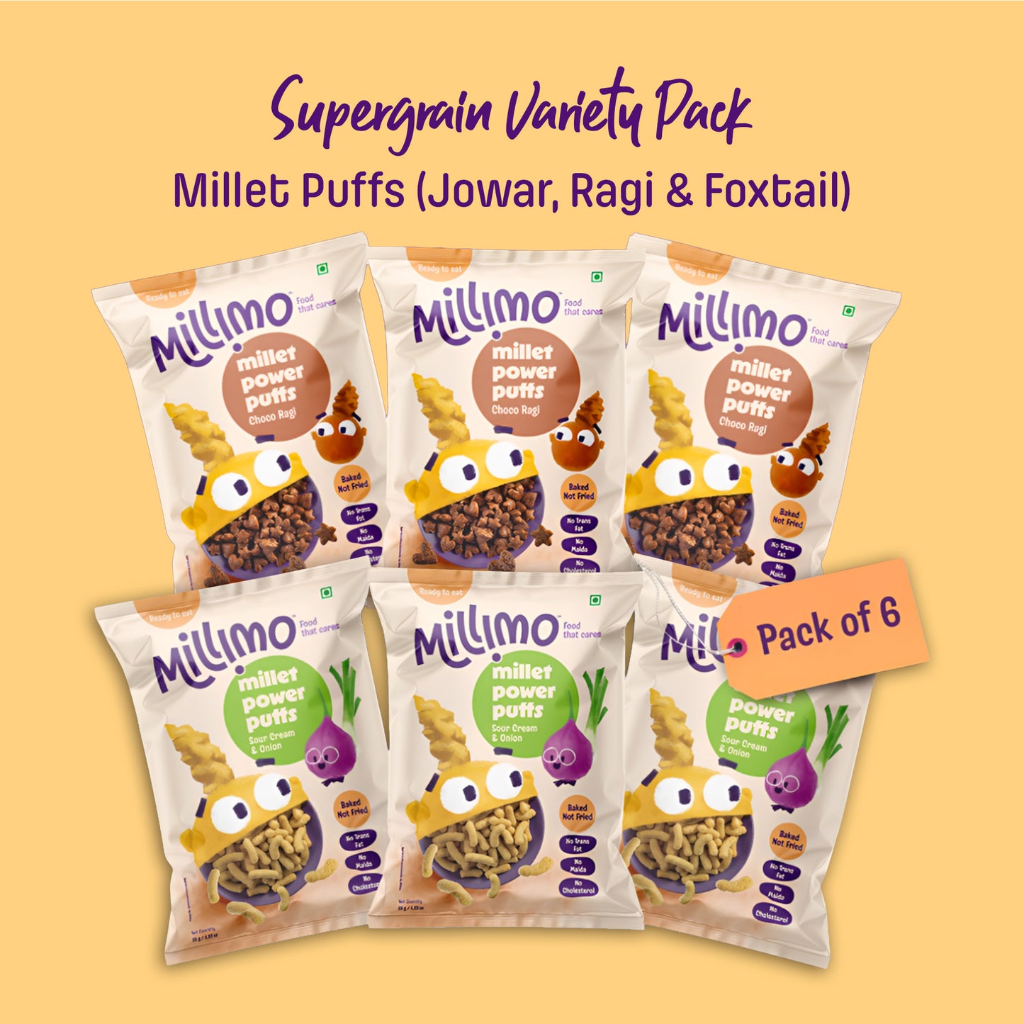 Millet Puffs – Choco Ragi & Sour Cream (6 x 35g)