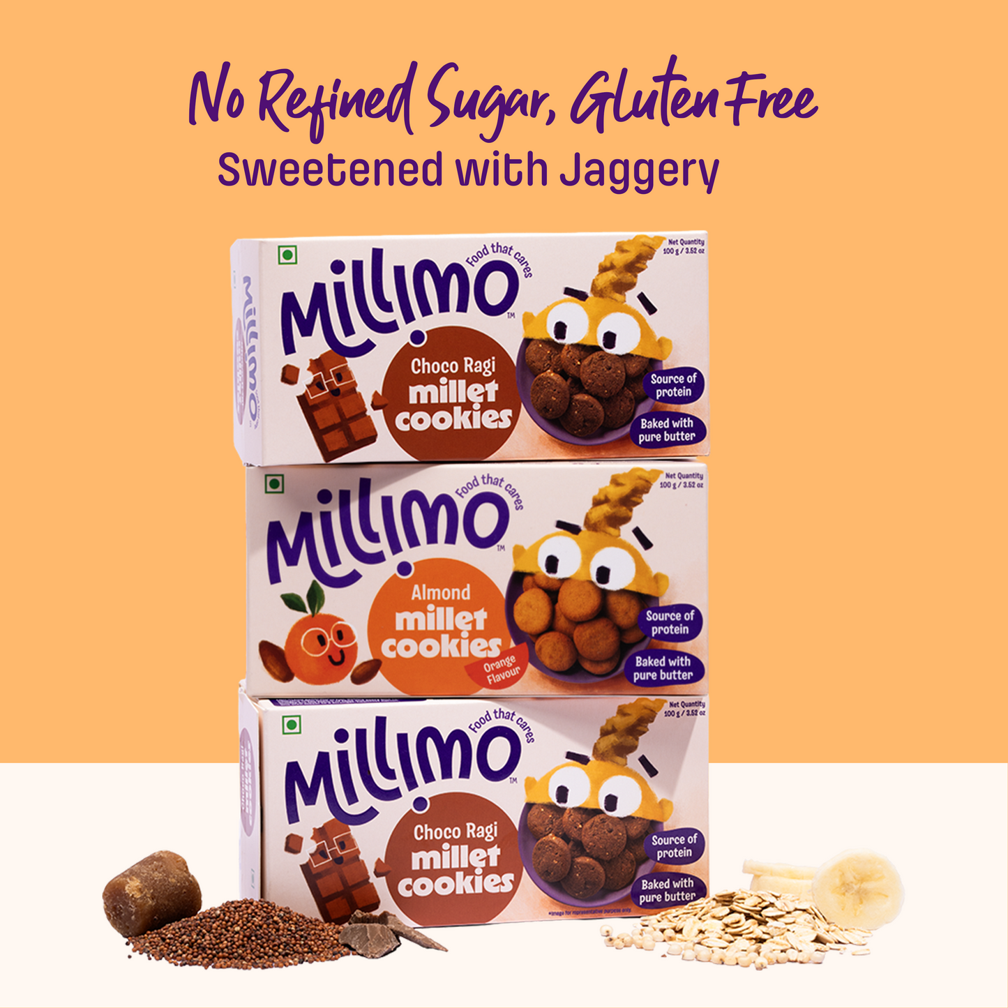 Choco Ragi x2 & Jowar Almond Cookies x1 (Pack of 3)