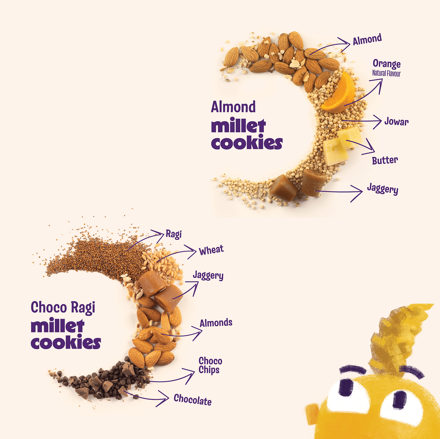 Choco Ragi x2 & Jowar Almond Cookies x1 (Pack of 3)