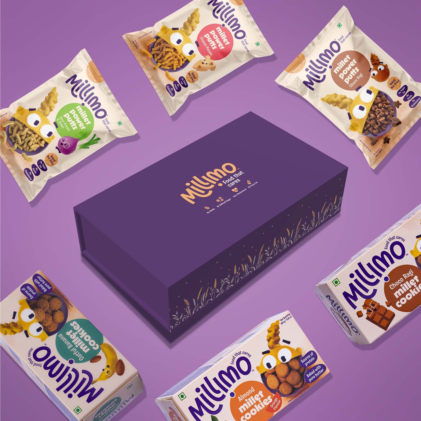 Millimo Millet Snacks Gift Box - Cookies & Puffs (Pack of 6)