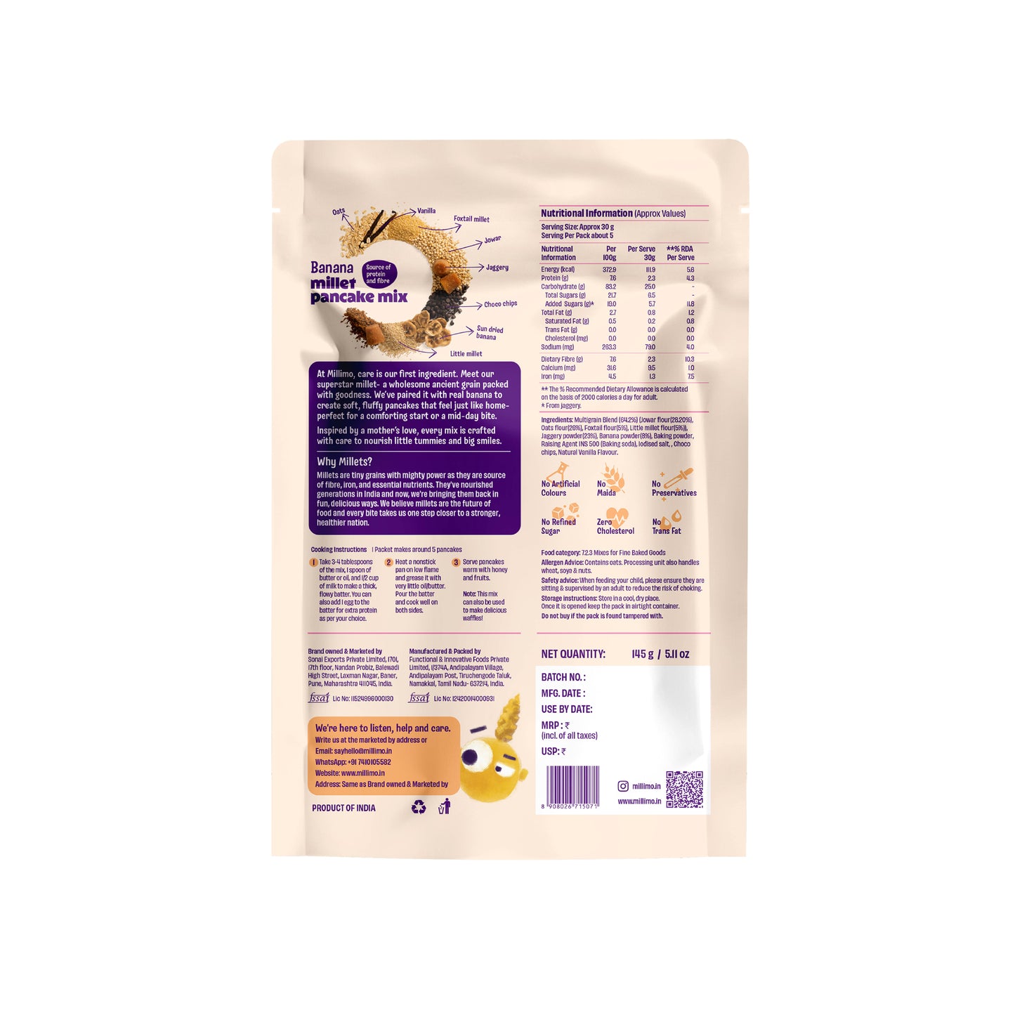 Banana Millet Pancake Mix (Pack of 2)