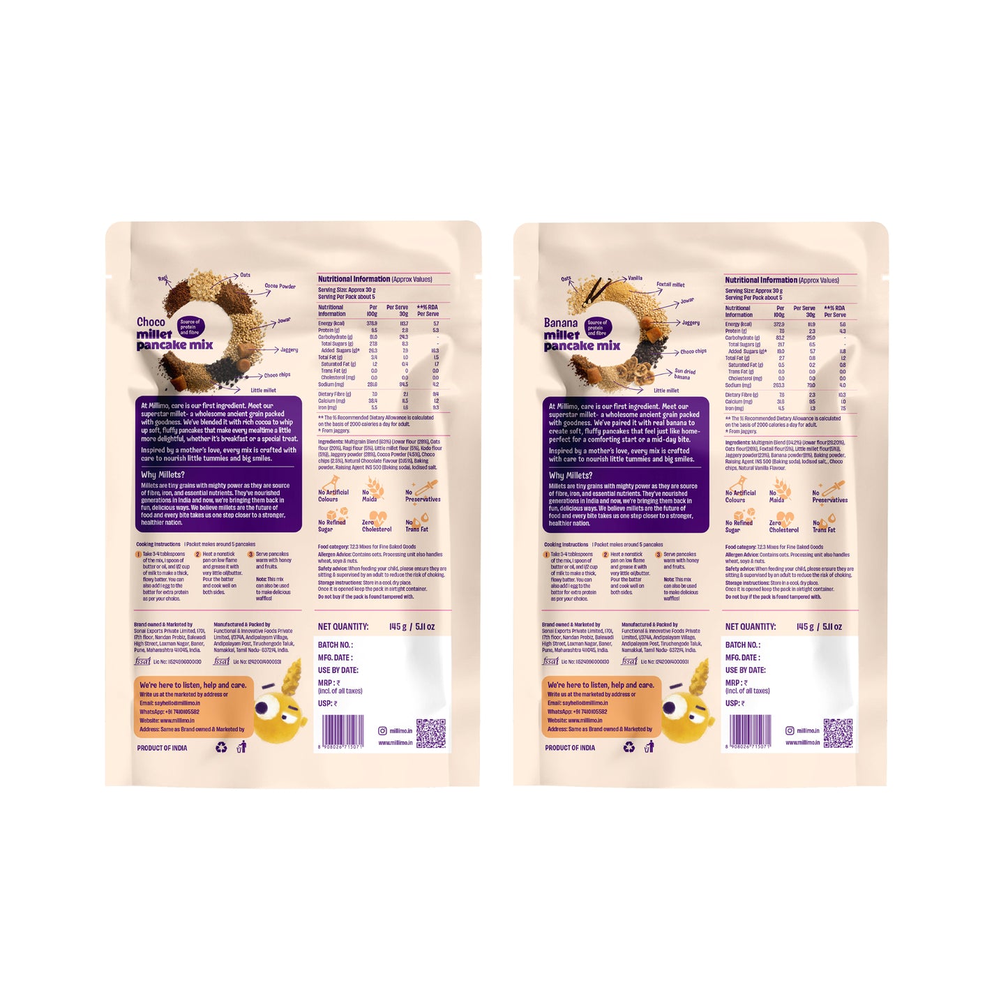 Choco Ragi & Banana Millet Pancake Mix (Pack of 2)