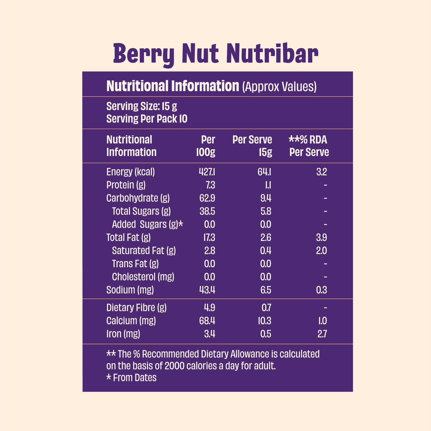 Millimo Healthy Berry Nut Nutribar (150g)