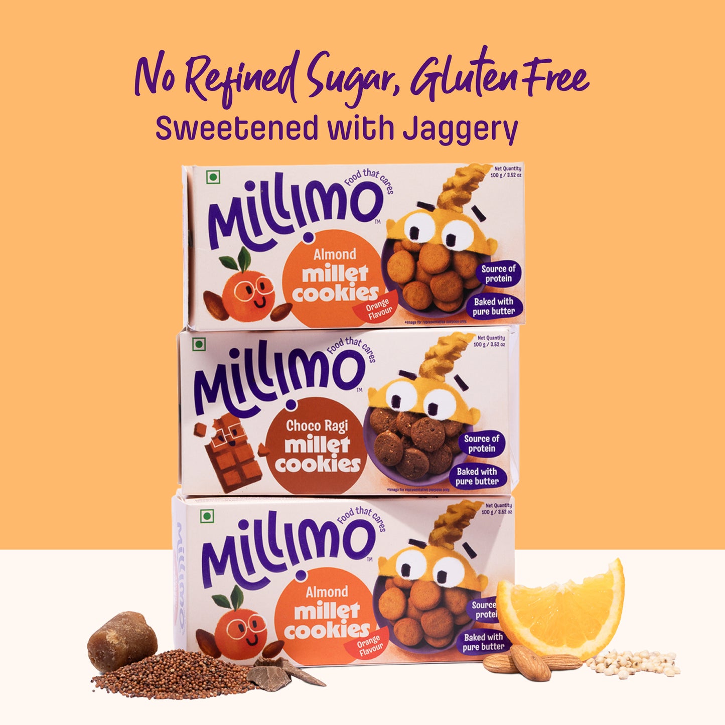 Jowar Almond & Choco Ragi Cookies (3 x 100g)