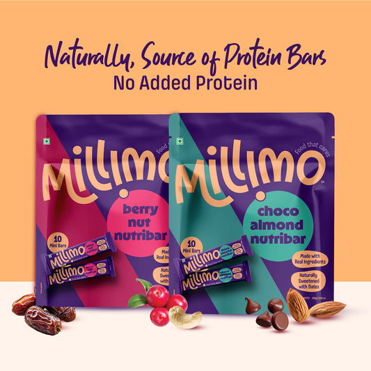 Millimo Healthy Nutribar Combo - Berry Nut & Choco Almond (Pack of 2)