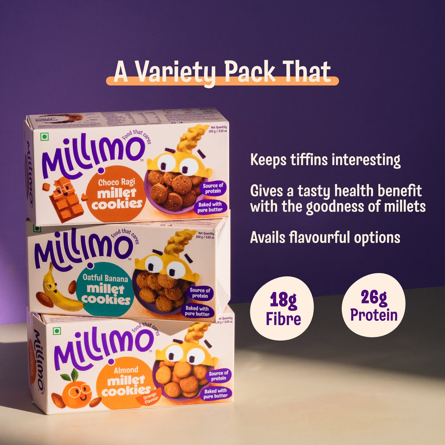 Choco Ragi x1, Oatful Banana x1 & Jowar Almond Cookies x1 (Pack of 3)