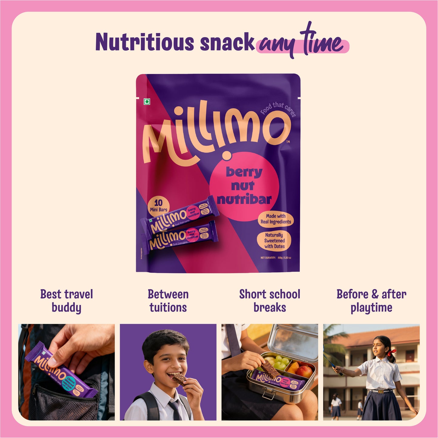 Millimo Healthy Berry Nut Nutribar (150g)