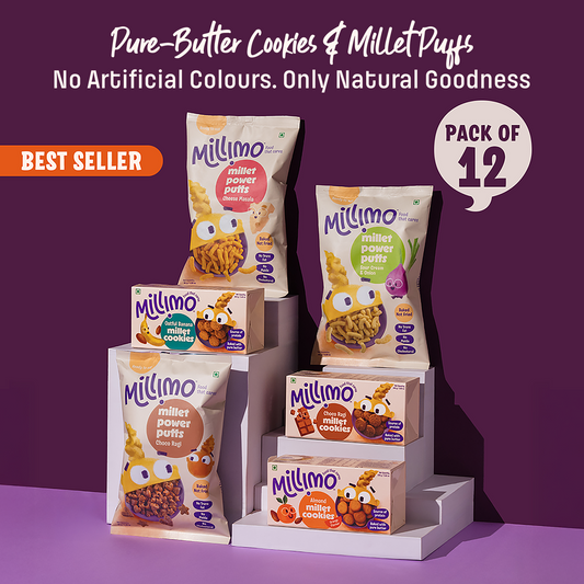 Super Combo Family Pack, Millet Power puffs x6 & Millet cookies x6 (Pack of 12)