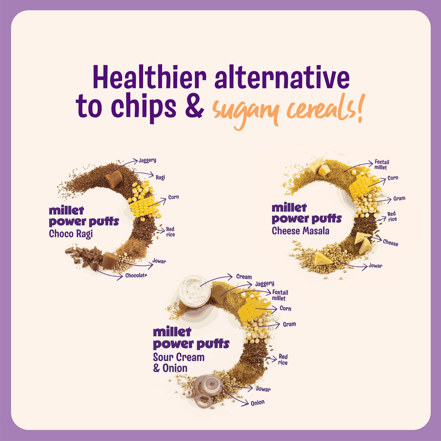 Millet Power Puffs – 3 Flavours Combo (6 × 35g)