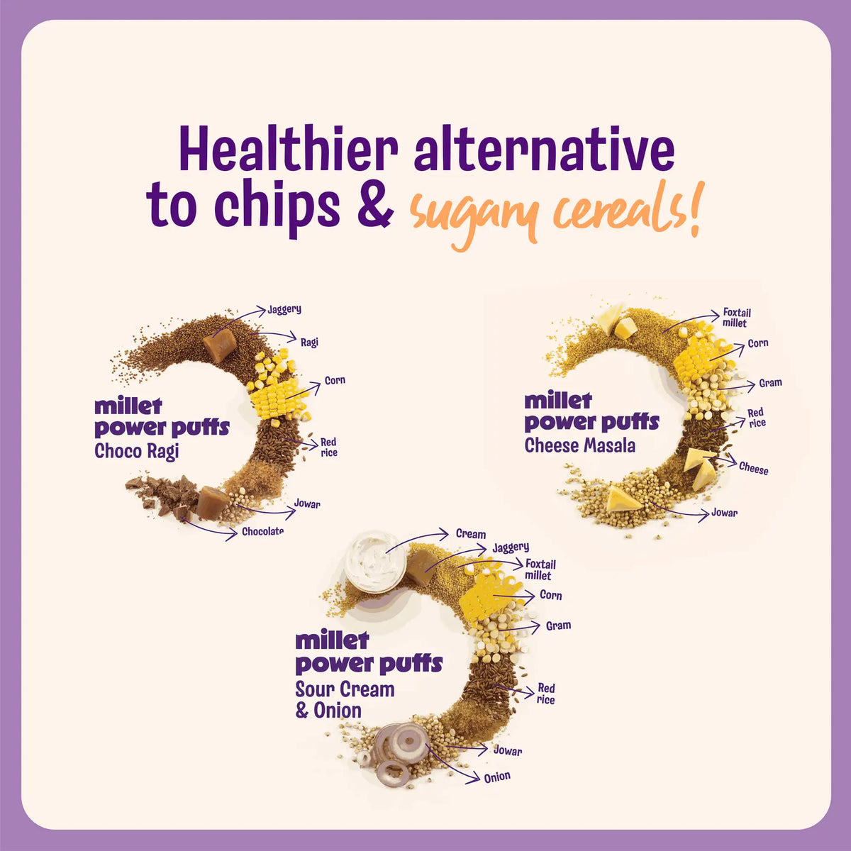 Millet Power Puffs – 3 Flavours Combo (6 × 35g)