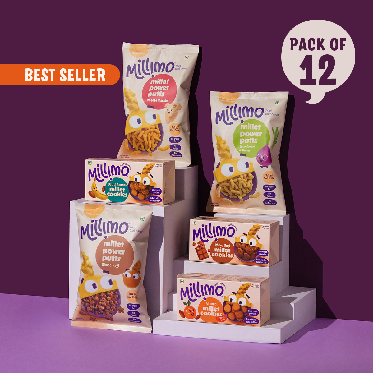 Super Combo Family Pack, Millet Power puffs x6 & Millet cookies x6 (Pack of 12)