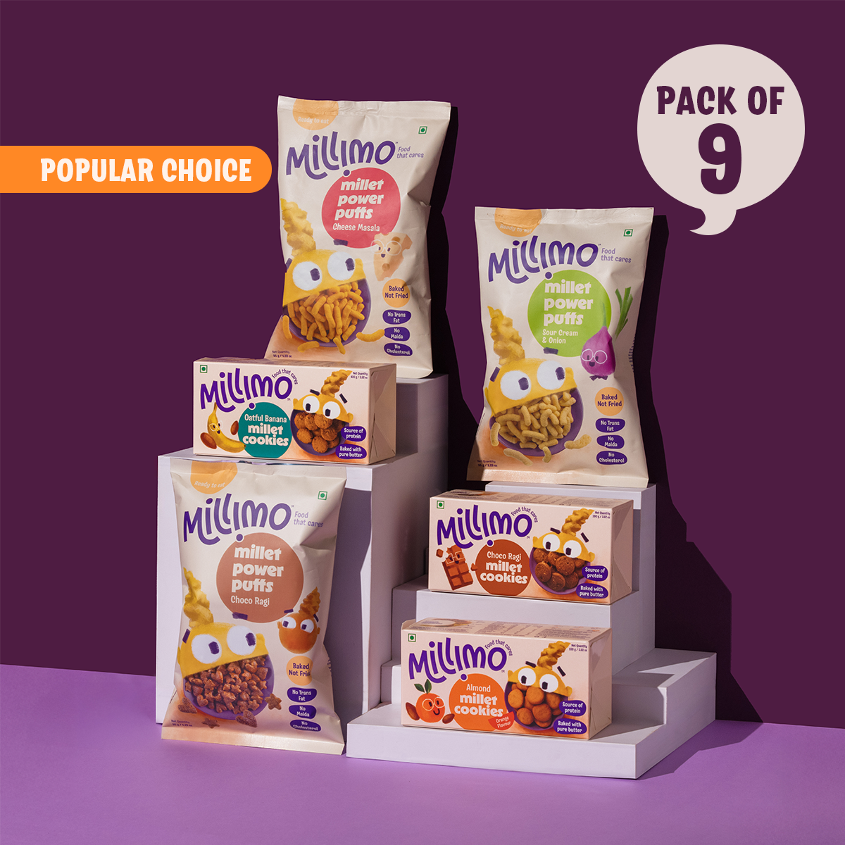 Super Combo, Millet Power puffs x6 & Millet cookies x3 (Pack of 9)