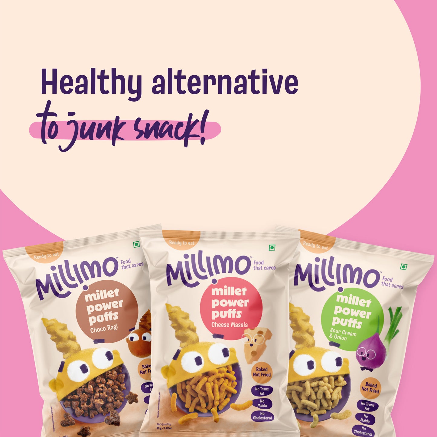 Millet Power Puffs – 3 Flavours Combo (6 × 35g)