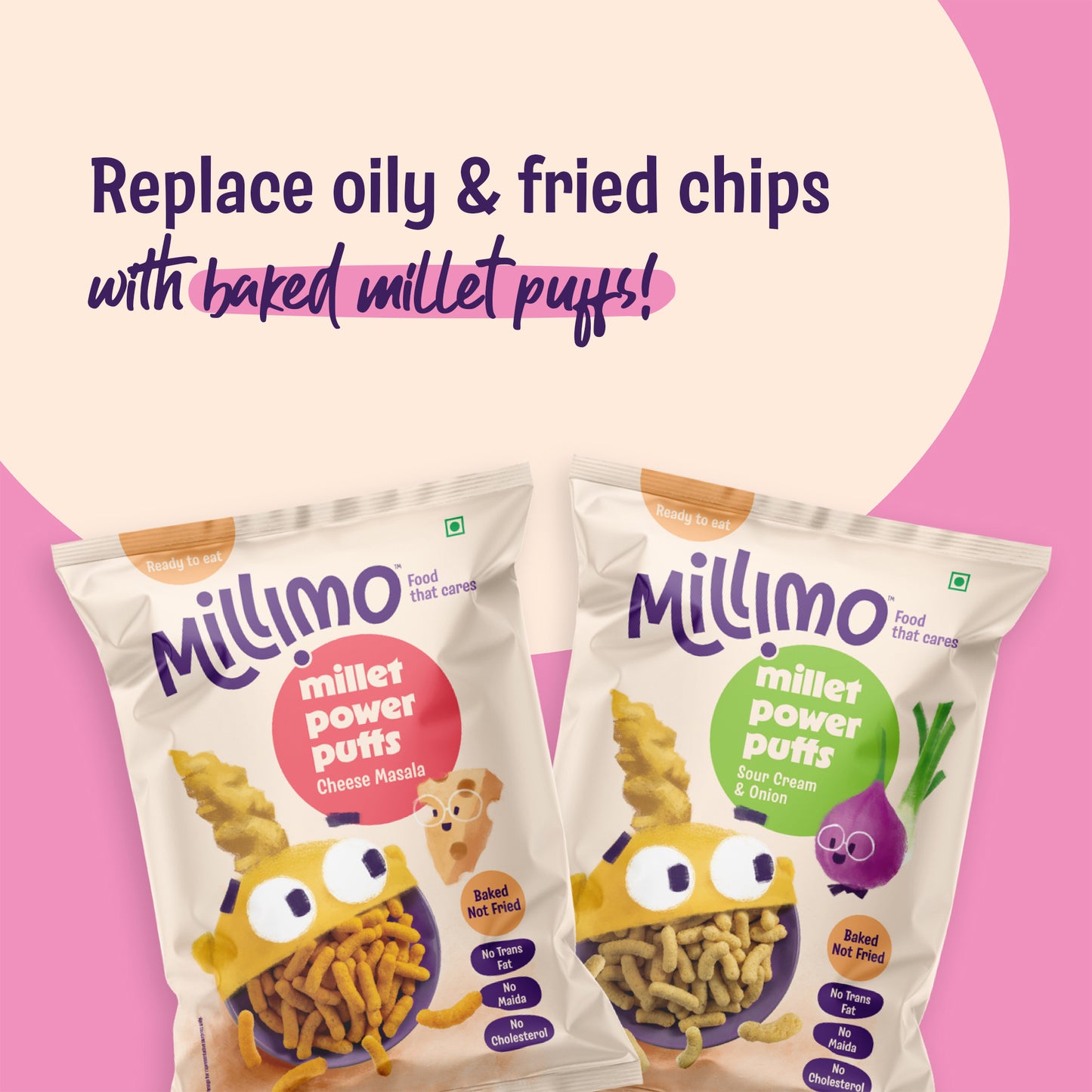 Millet Puffs – Cheese Masala & Sour Cream (6 x 35g)