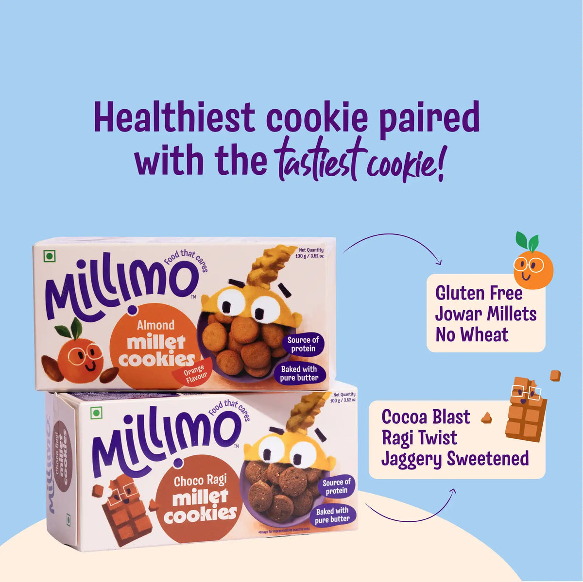 Choco Ragi & Jowar Almond Cookies (2 x 100g)