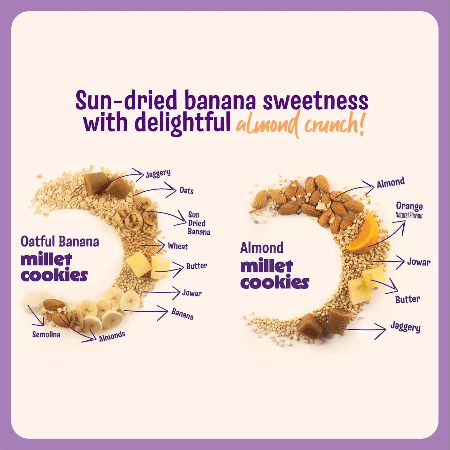 Jowar Almond & Oatful Banana Cookies (2 x 100g)