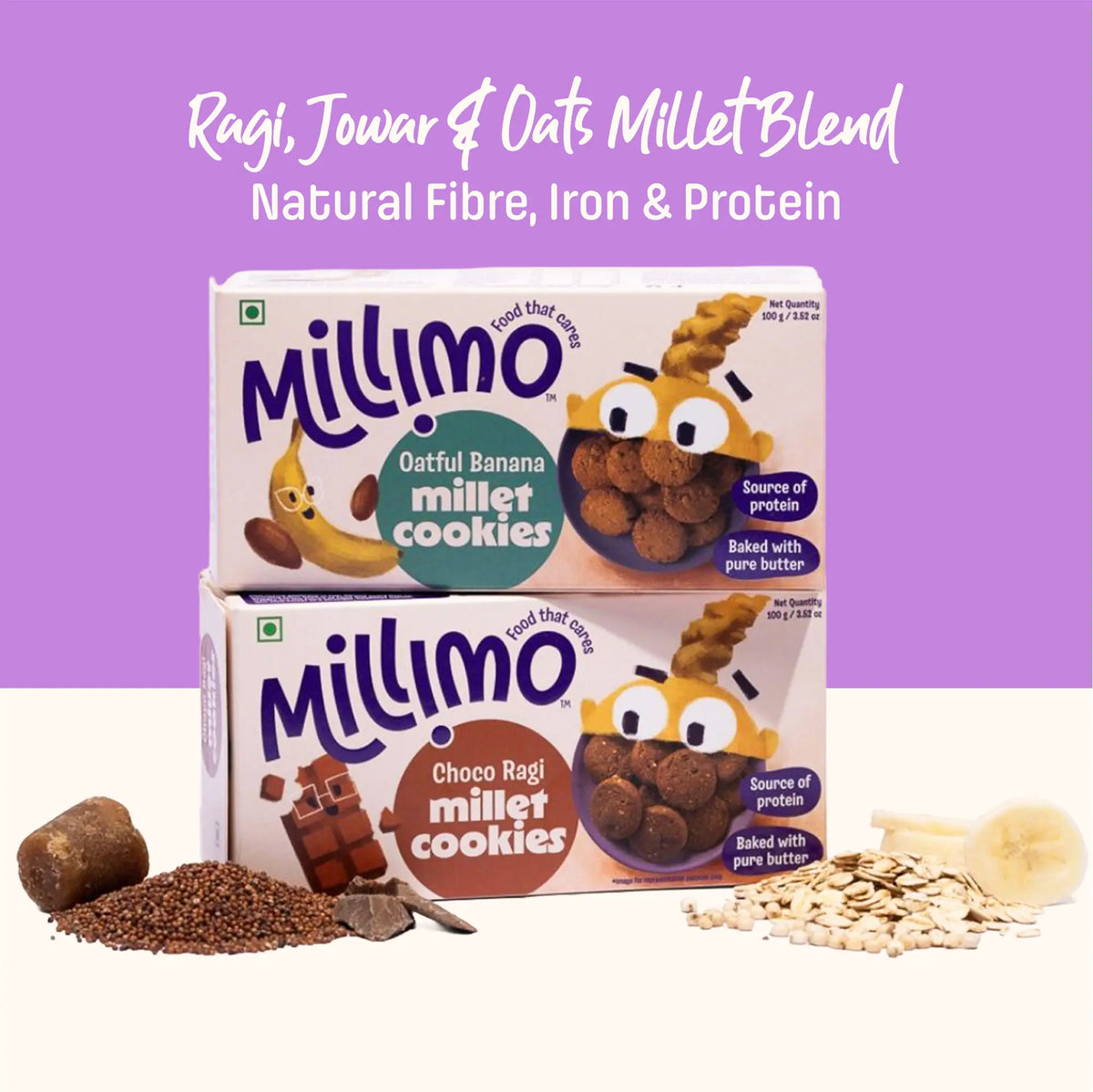 Choco Ragi & Oatful Banana Cookies (2 x 100g)