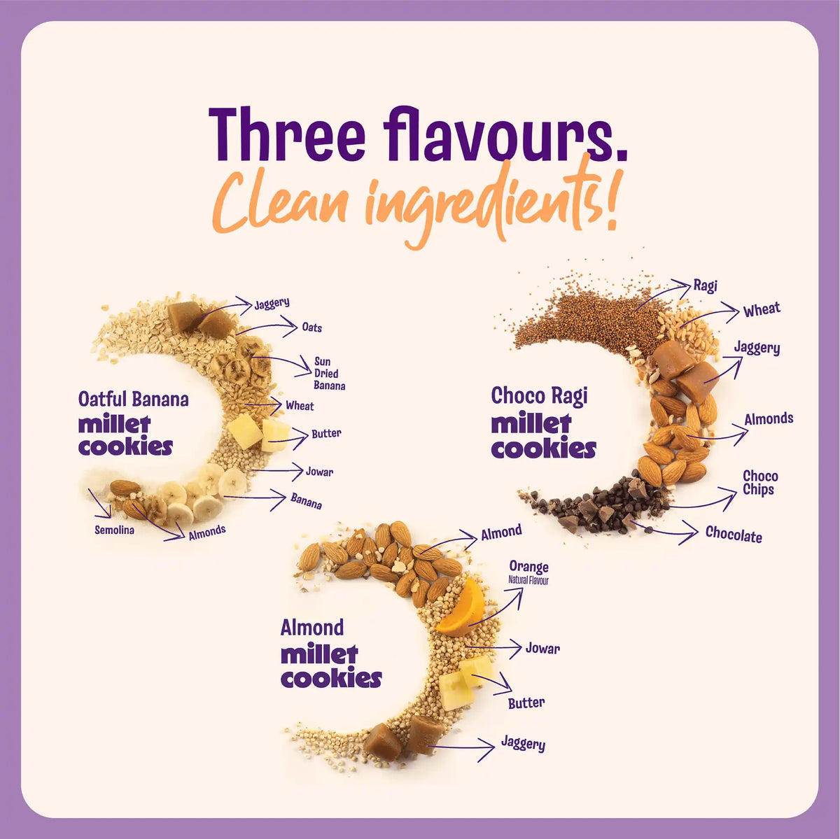 Millet Cookies - 3 Flavours Combo (3 x 100g)