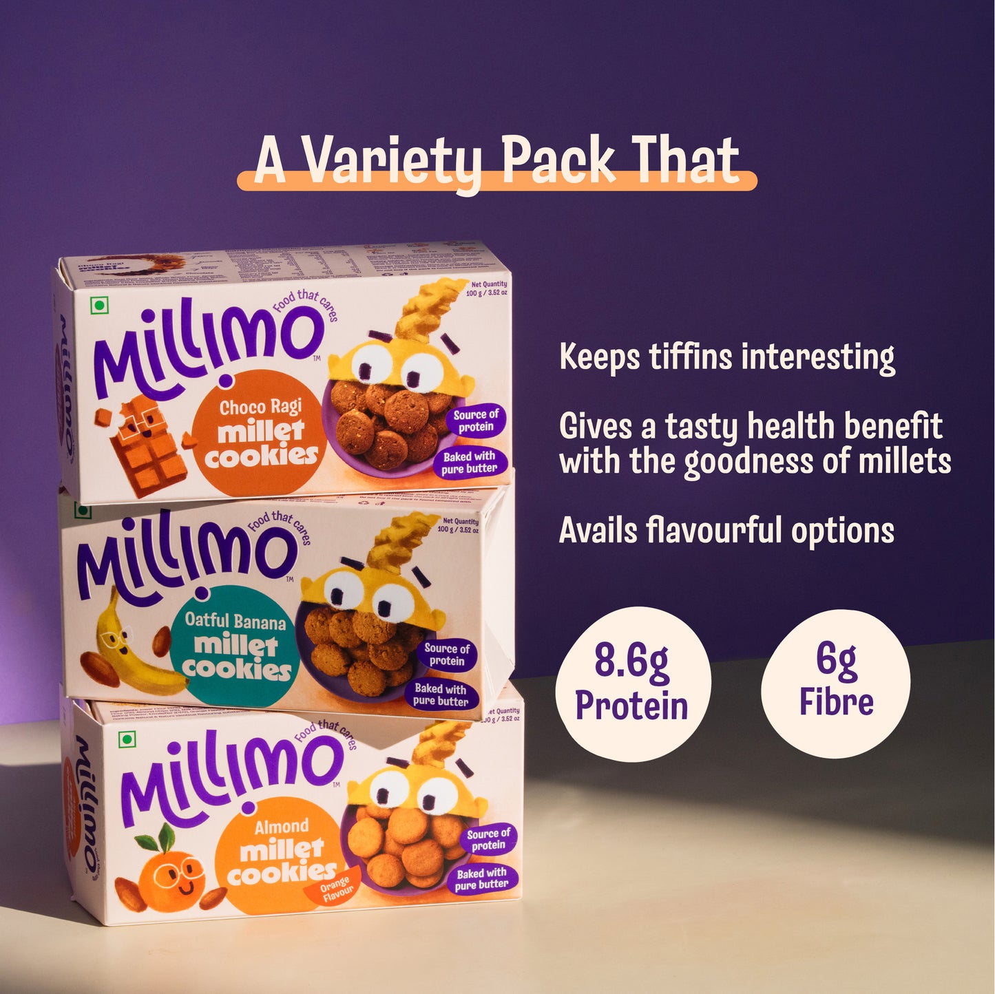 Millet Cookies - 3 Flavours Combo (3 x 100g)