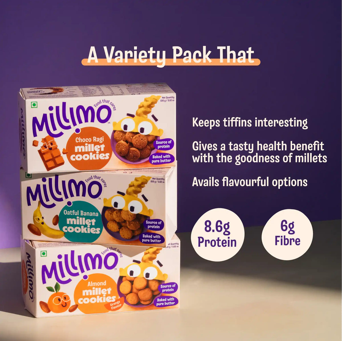 Millet Cookies - 3 Flavours Combo (3 x 100g)