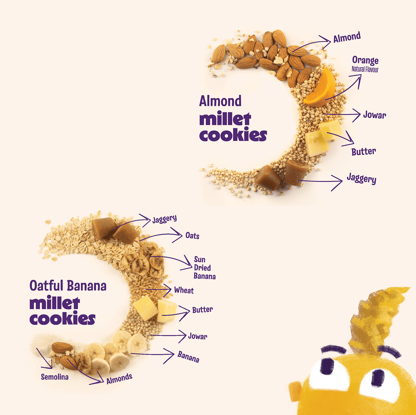 Oatful Banana x2 and Jowar Almond Cookies x1 (Pack of 3)