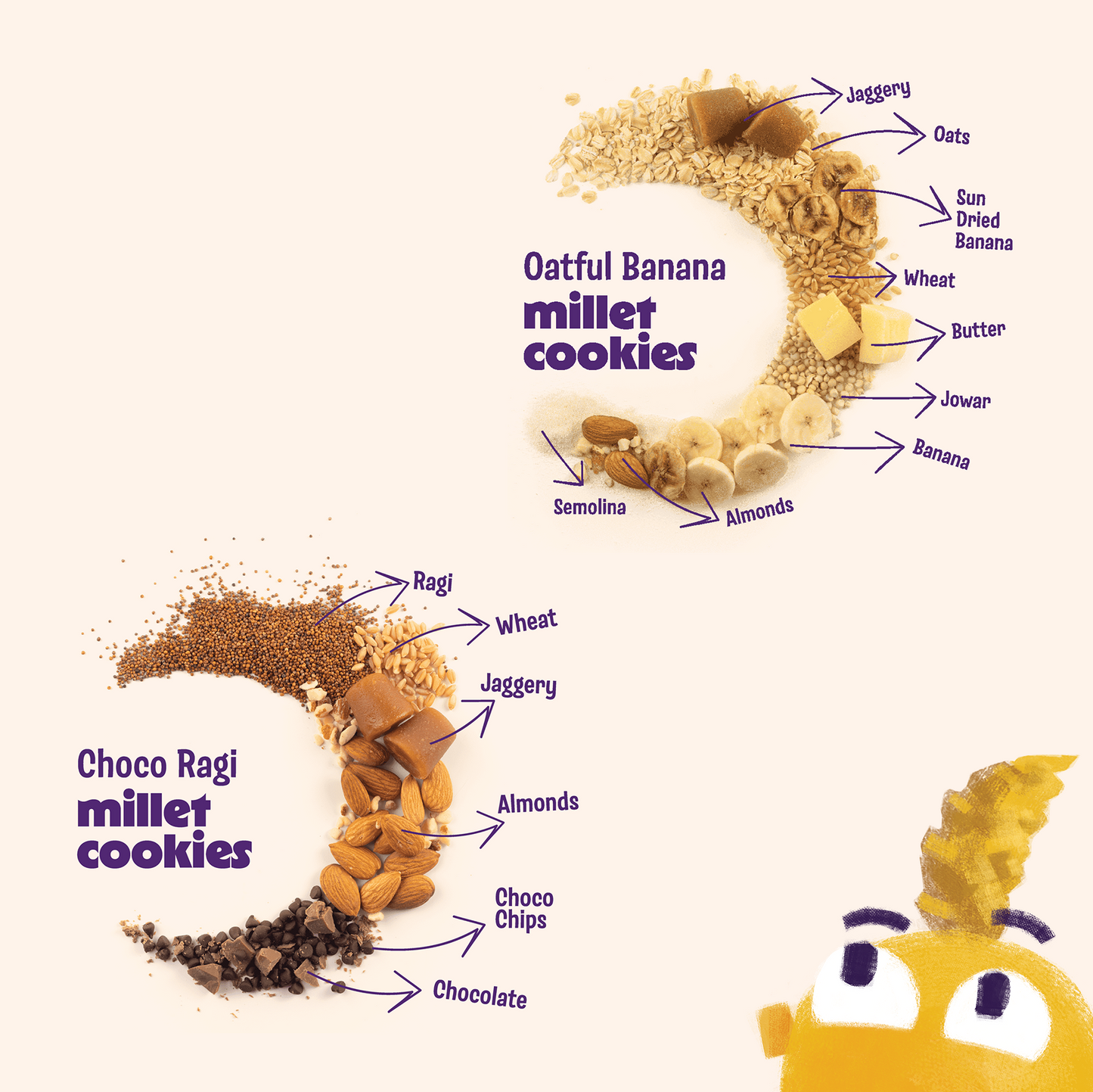 Choco Ragi x2 and Oatful Banana Cookies x1 (Pack of 3)