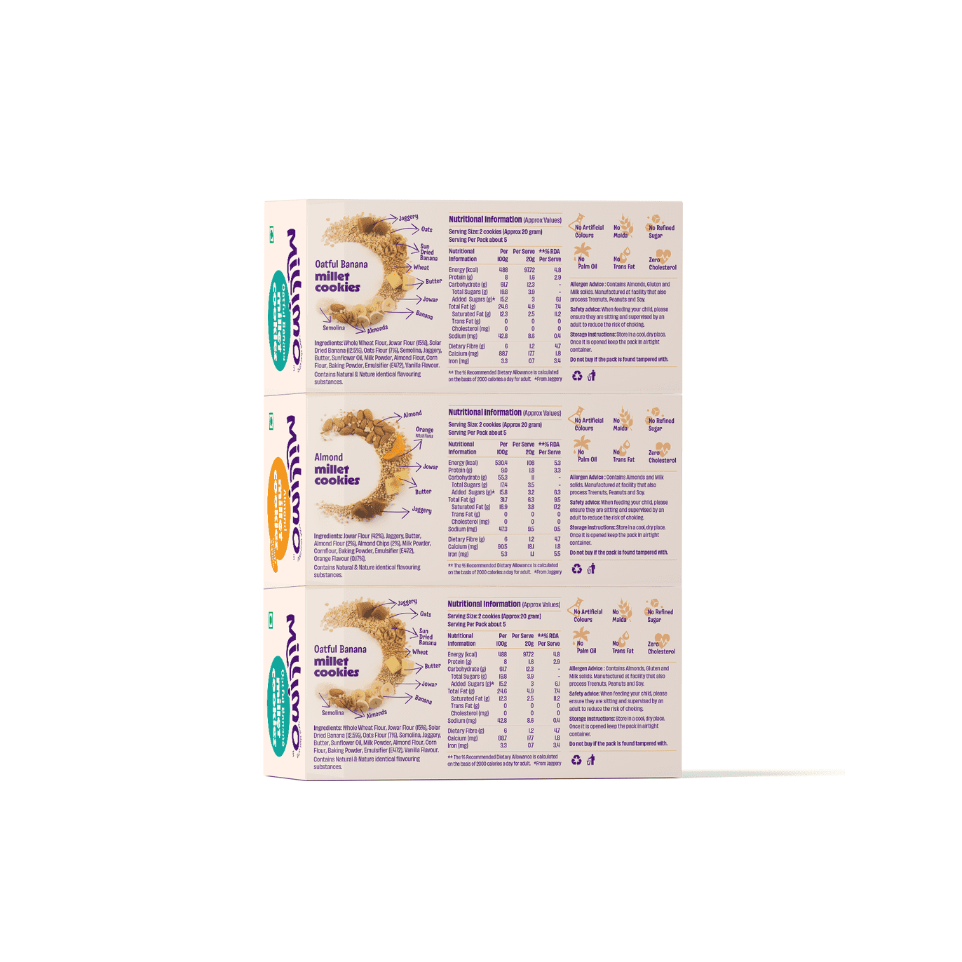 Oatful Banana x2 and Jowar Almond Cookies x1 (Pack of 3)