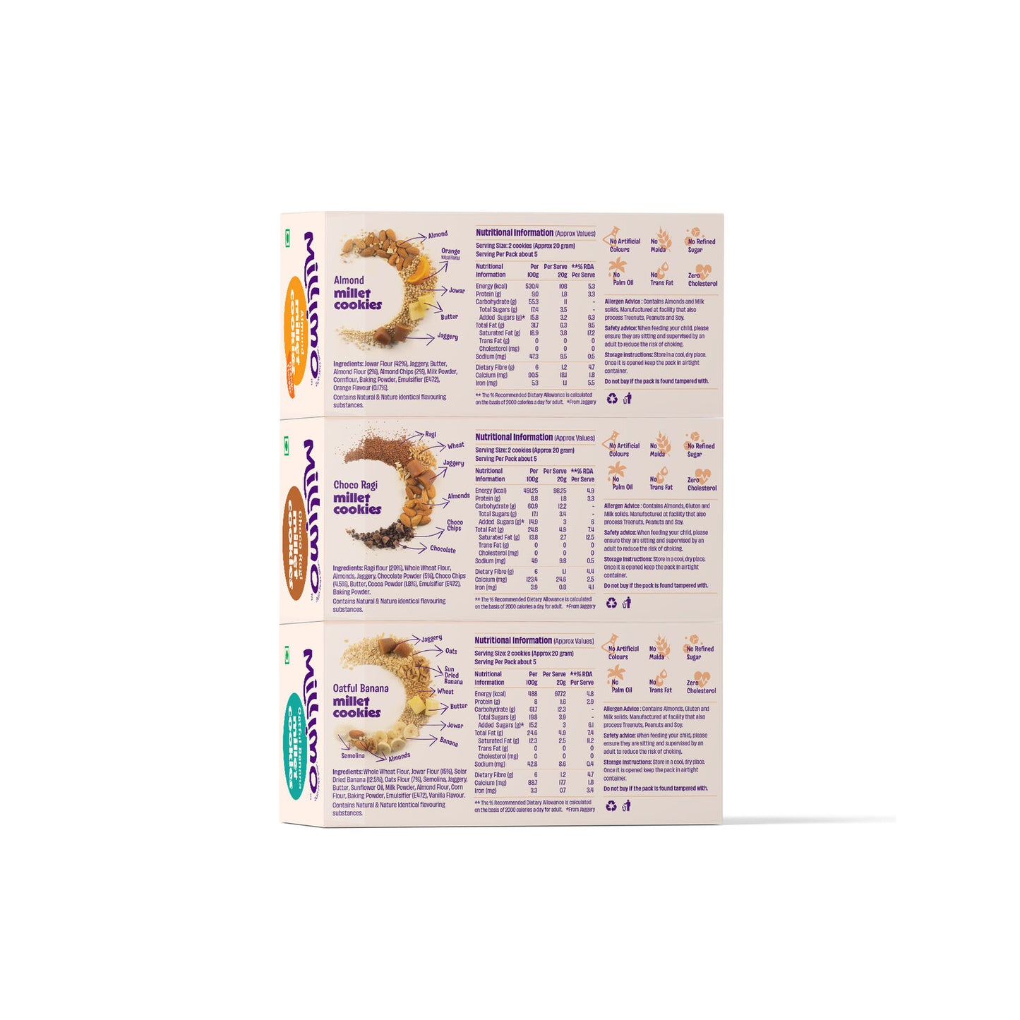 Choco Ragi x1, Oatful Banana x1 & Jowar Almond Cookies x1 (Pack of 3)