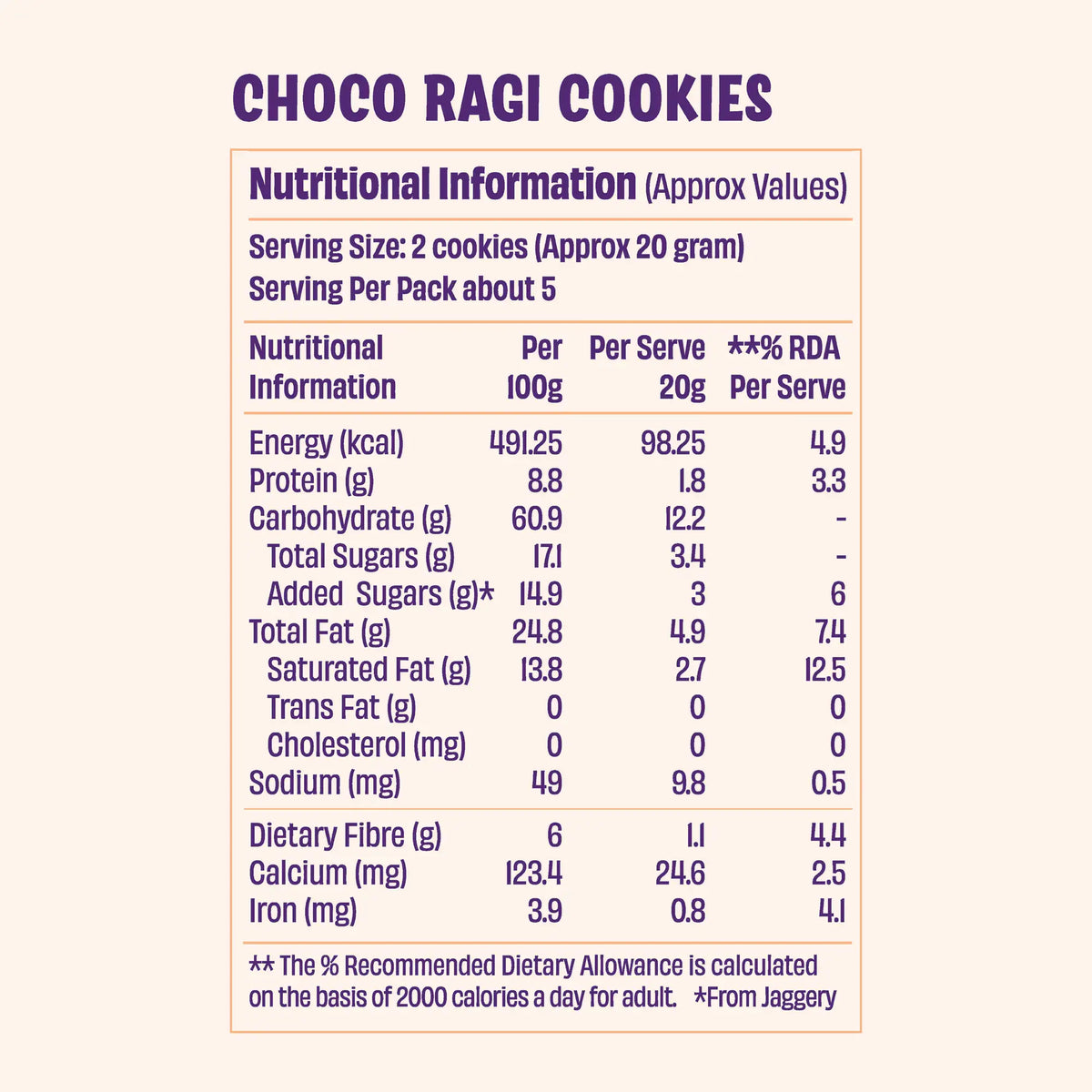Choco Ragi Cookies (2 x 100g)
