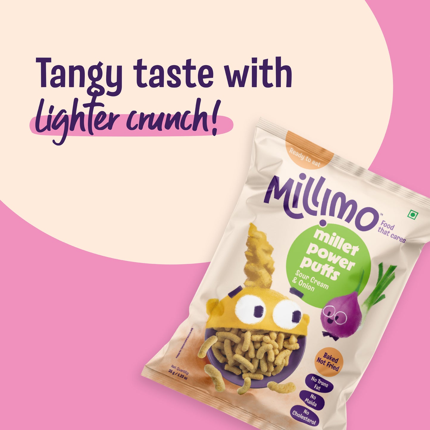 Millet Power Puff Sour Cream and Onion (Pack of 6)