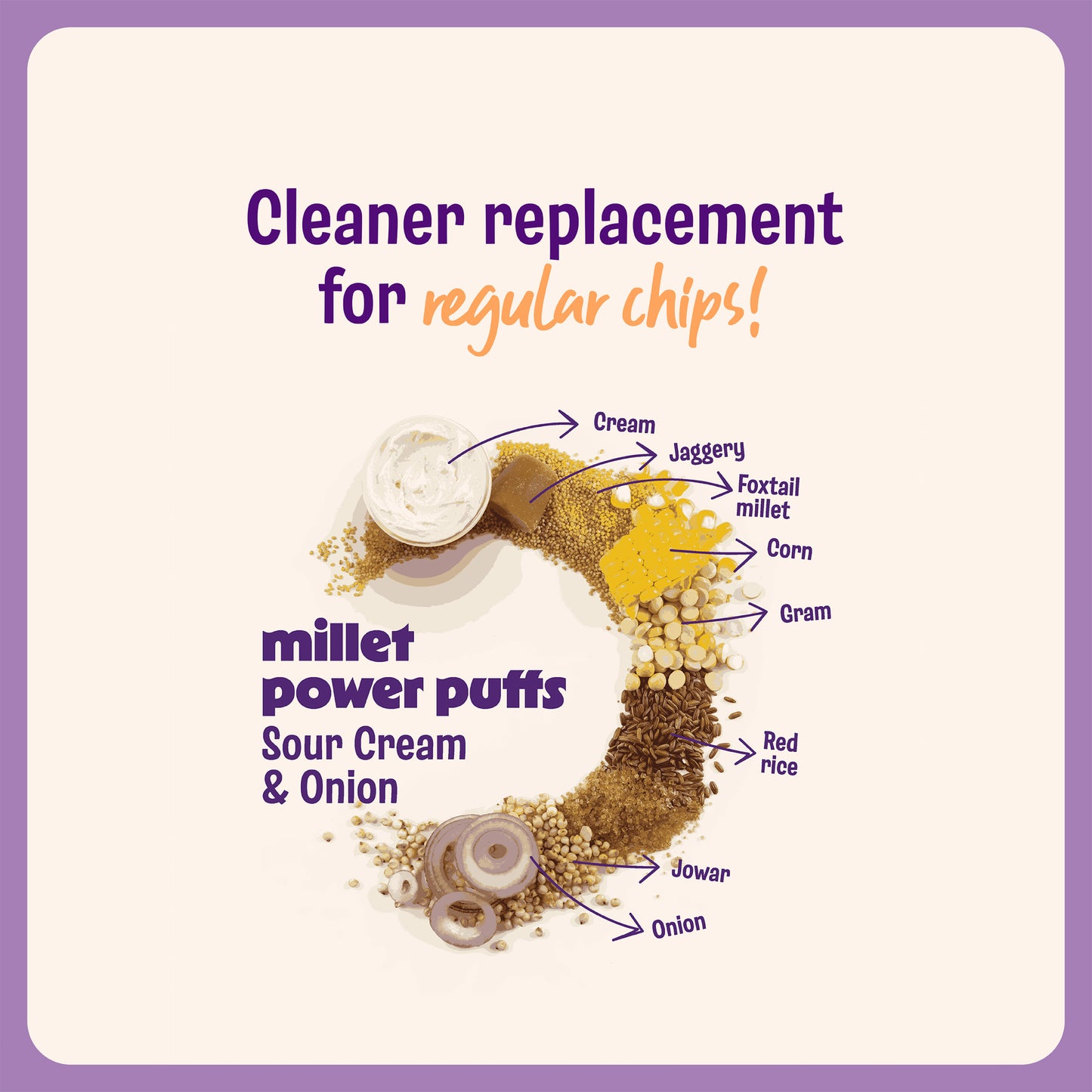 Millet Power Puff Sour Cream and Onion (Pack of 6)