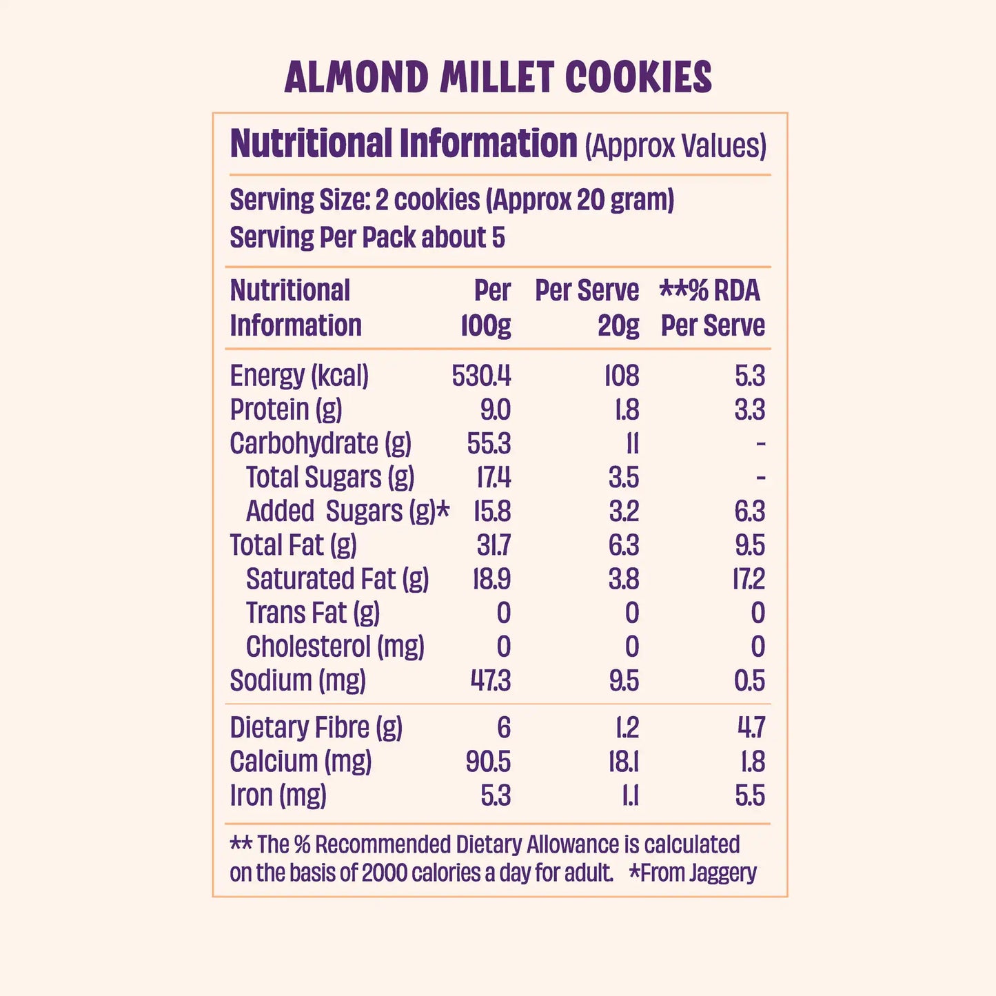 Jowar Almond Cookies (2 x 100g)