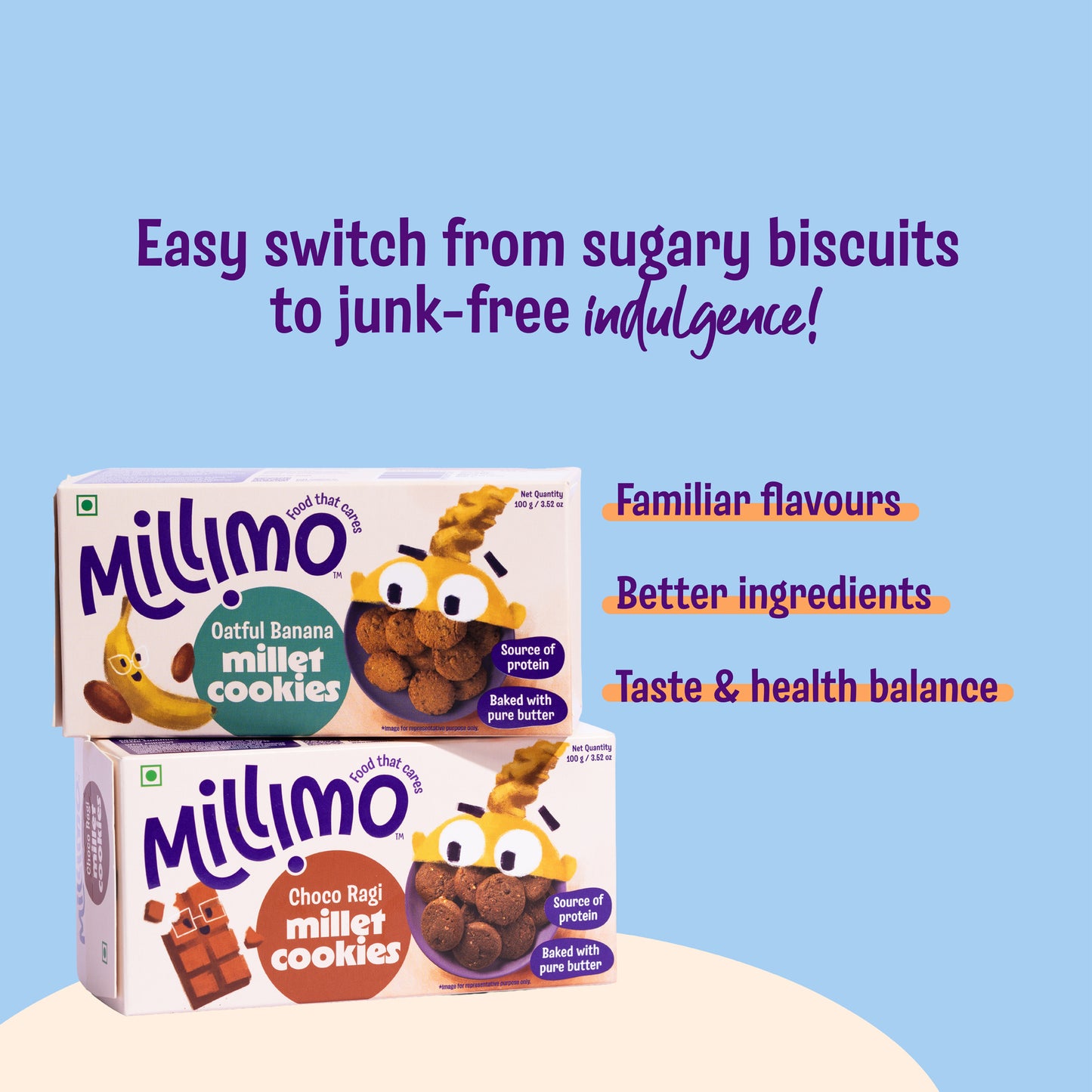 Choco Ragi and Oatful Banana Cookies (Pack of 2)